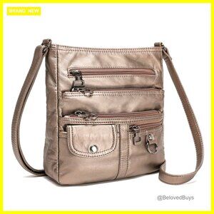 Small Crossbody Bag with Multiple Pockets, Adjustable Strap, Soft Synthetic